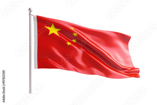 China flag on transparent background. China flag isolated on transparent background png cutouts. Image for graphic designer. Image for flyers. Image for communication. Patriotic China. Chinese.