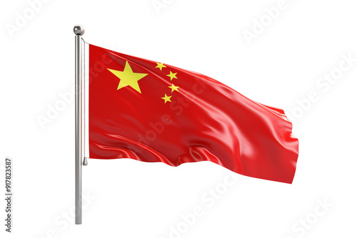 China flag on transparent background. China flag isolated on transparent background png cutouts. Image for graphic designer. Image for flyers. Image for communication. Patriotic China. Chinese.