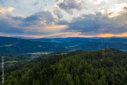 Malnik wschód słońca, Beskid Sądecki, Poland, EU