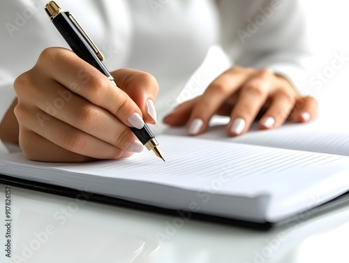 Woman's Hand Writing in a Notebook with a Black Pen - Photo