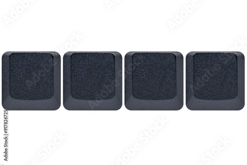 4 Black empty keys buttons from a keyboard 