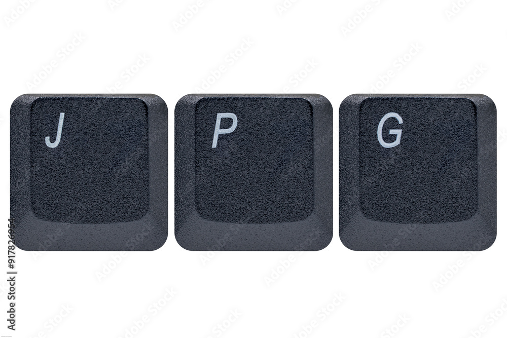 Black keys buttons from a keyboard showing the word JPG Black keys buttons from a keyboard showing the word JPG