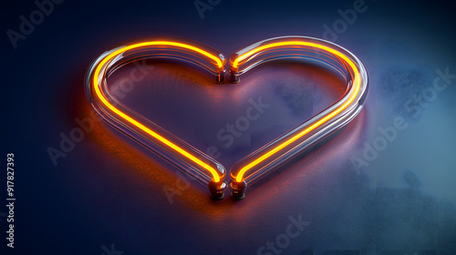 Bright heart. Neon sign. Retro neon heart sign on purple background.