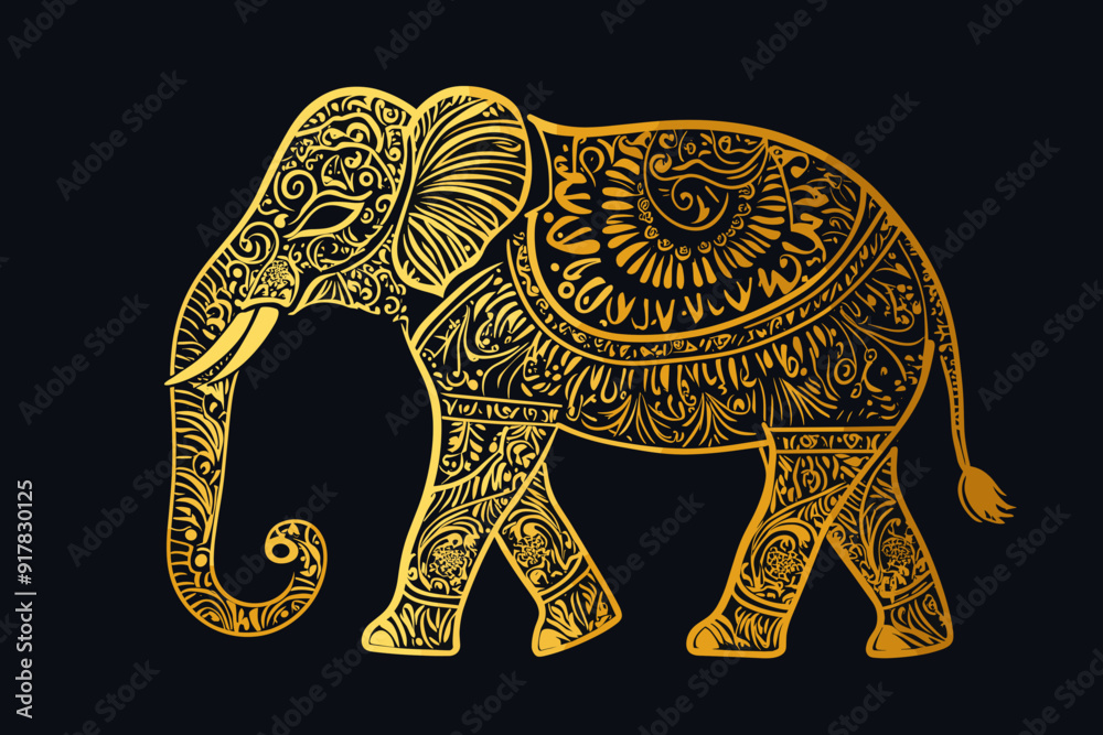 Thailand culture . line icon vector.elephant on a black background