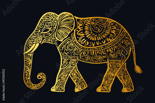 Thailand culture . line icon vector.elephant on a black background