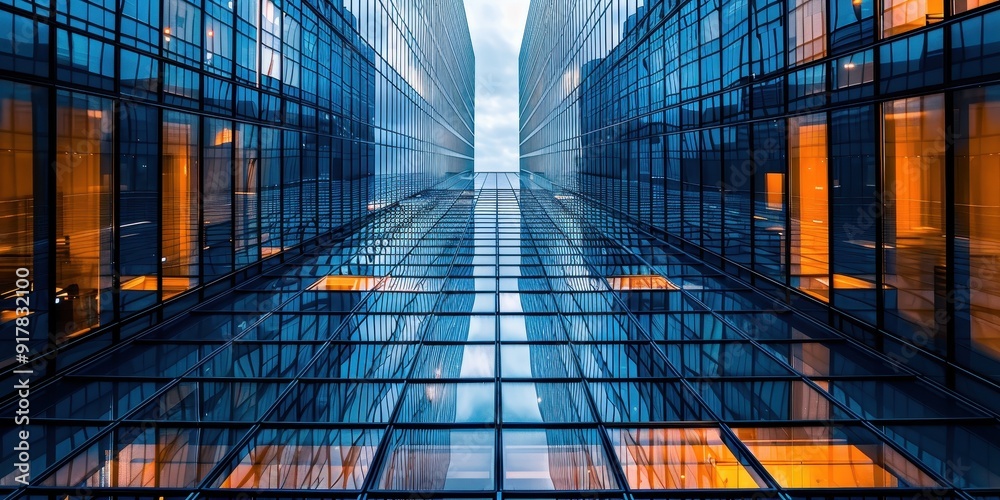 A city skyline with many tall buildings and a lot of glass windows A city skyline with many tall buildings and a lot of glass windows