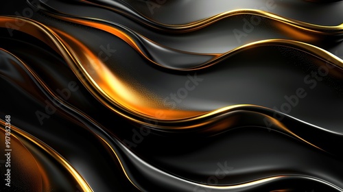 Abstract black and gold wavy background.