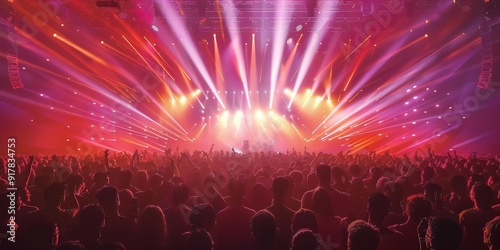 Wallpaper Mural Full concert venue with an immersive crowd, bright stage lights, and a dynamic atmosphere, perfect for depicting the excitement and energy of a live music event Torontodigital.ca