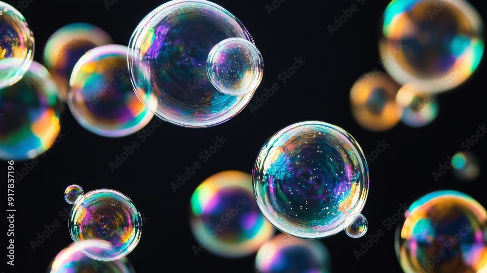 A Mesmerizing Display of Floating Iridescent Bubbles A Mesmerizing Display of Floating Iridescent Bubbles