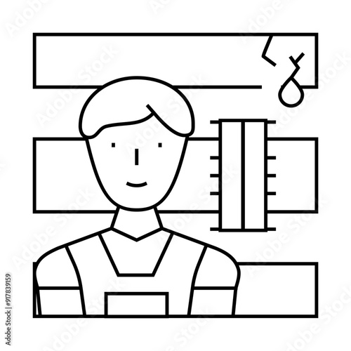 plumber repairman line icon vector. plumber repairman sign. isolated contour symbol black illustration