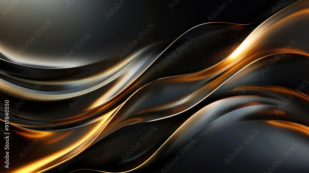 Obraz premium Abstract black and gold wavy background.