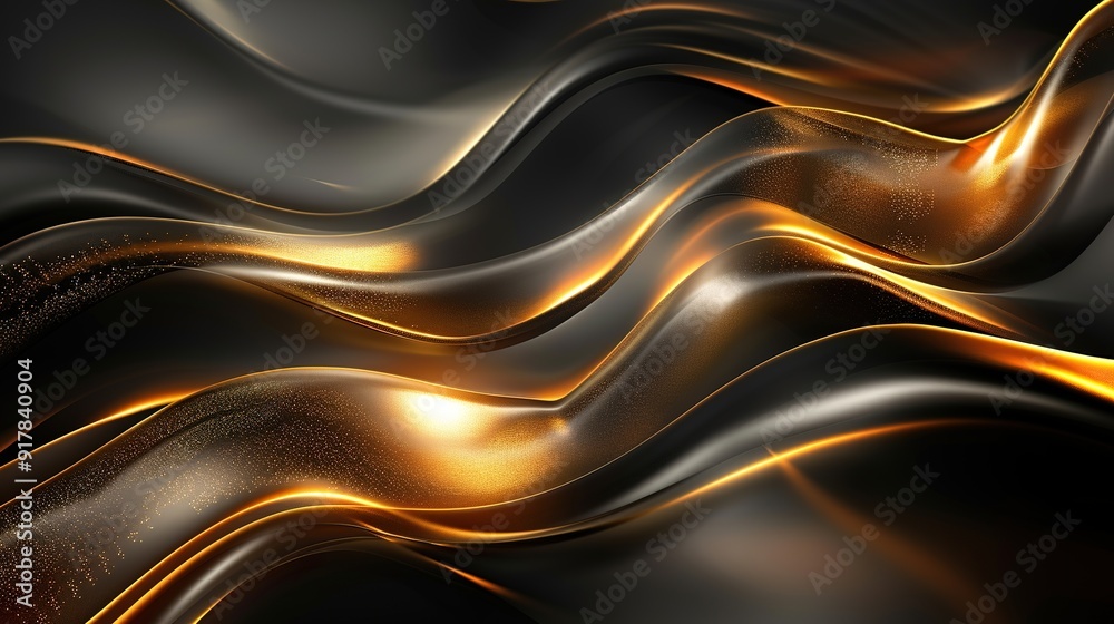 Abstract black and gold wavy background. Abstract black and gold wavy background.