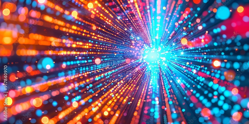 Concept art of data packets and a firewall, with bright data streams interacting with a protective barrier, illustrating cybersecurity and secure information exchange Concept art of data packets and a firewall, with bright data streams interacting with a protective barrier, illustrating cybersecurity and secure information exchange