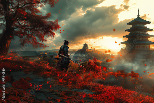 Sentinel of the Misty Citadel : A Samurai's Vigil - Generative AI