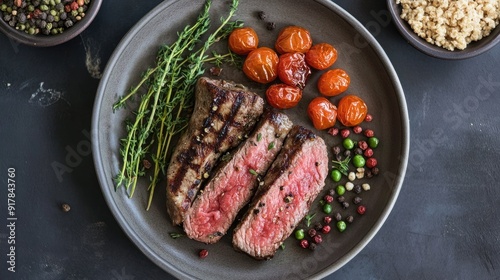 plate of food with lean proteins, whole grains, colorful vegetables