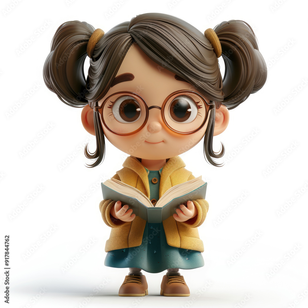 Cartoon cute girl teacher. A 3D character on a white background Cartoon cute girl teacher. A 3D character on a white background