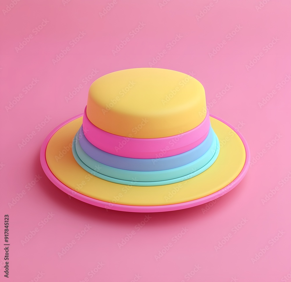 A colorful hat on a pink background. A colorful hat on a pink background.