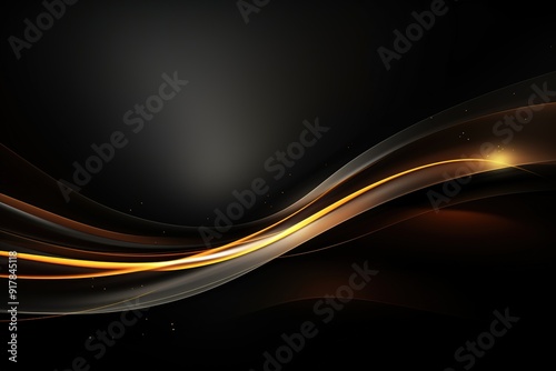 Abstract dark background with golden lines and glow.