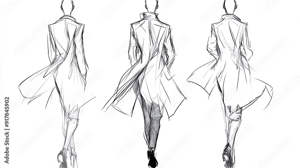 minimal modern and avant garde fashion sketches on a white background minimal modern and avant garde fashion sketches on a white background