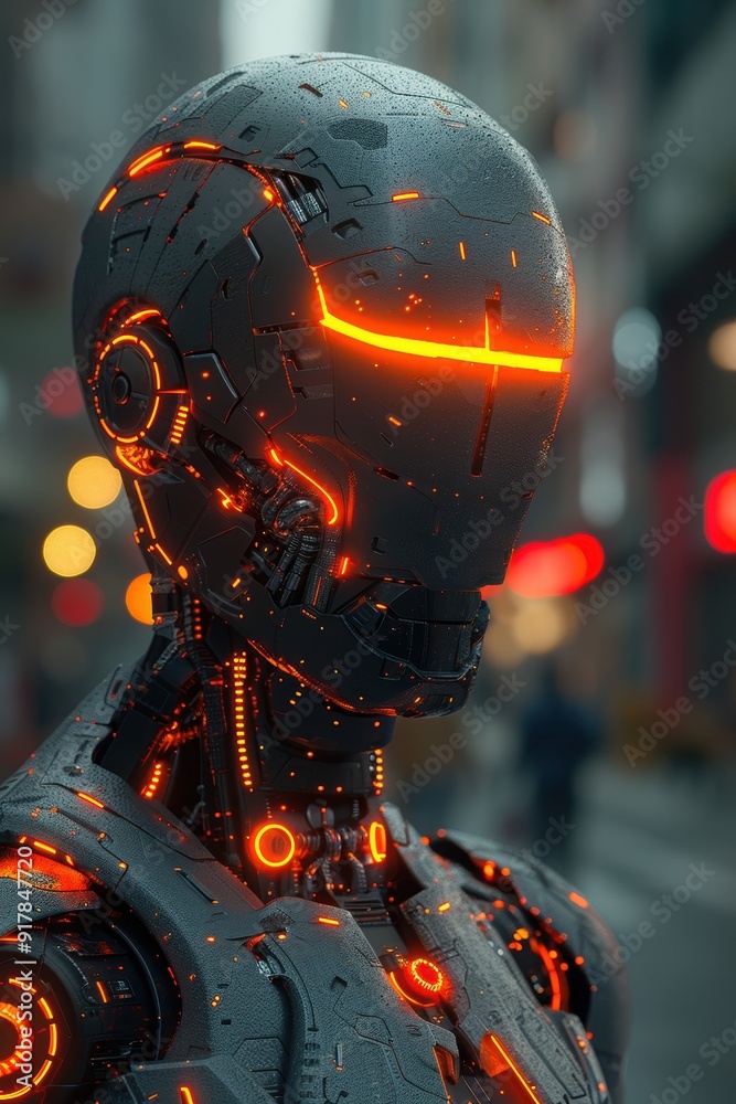Fototapeta premium Futuristic Robot with Glowing Lights