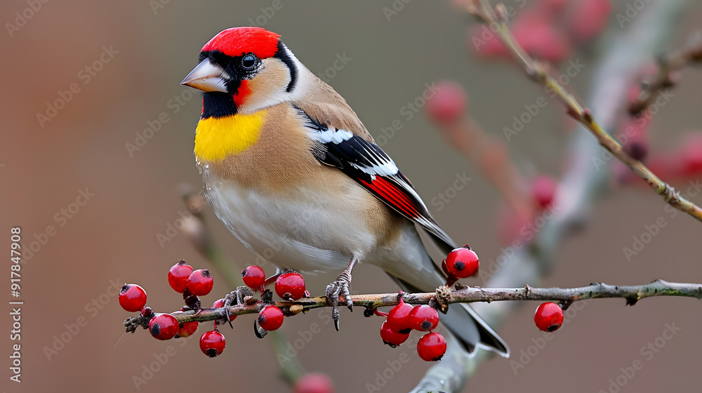 In the forest, a beautiful male Goldfinch Lugano bird with golden plumage sits on a thin branch. In the forest, a beautiful male Goldfinch Lugano bird with golden plumage sits on a thin branch.