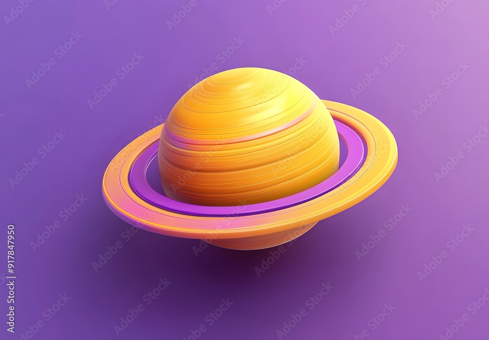 Abstract 3D planet with rings on purple background. Abstract 3D planet with rings on purple background.