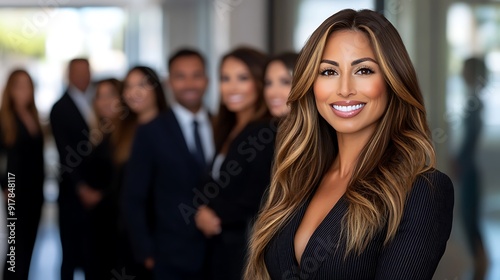 Wallpaper Mural Confident Businesswoman Smiling in Front of a Diverse Team of Professionals Torontodigital.ca