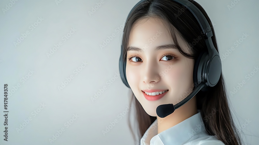 Friendly Customer Service Representative with Headset Ready to Assist Friendly Customer Service Representative with Headset Ready to Assist
