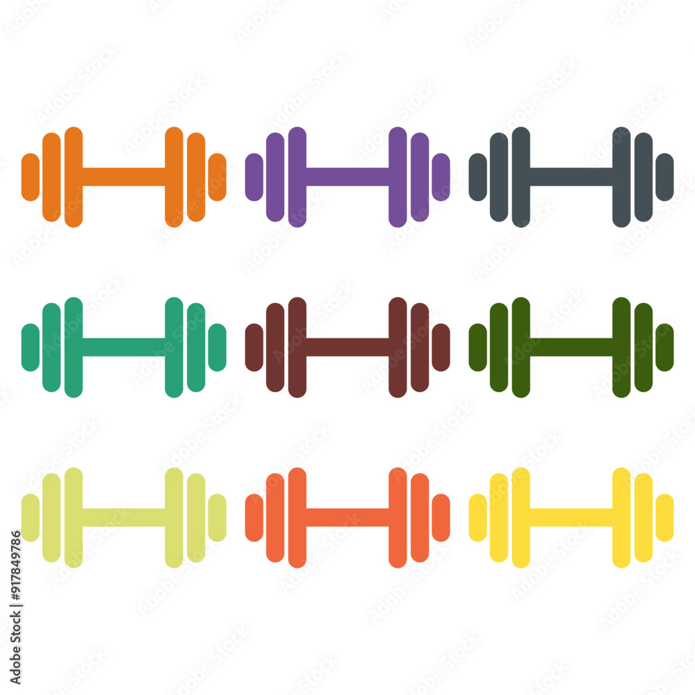 Set of Fitness weight icon, dumbbell design web button vector illustration Set of Fitness weight icon, dumbbell design web button vector illustration
