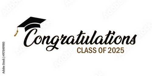 Congratulations class of 2025 greeting sign. Congrats Graduated. Congratulating banner. Vector illustration. eps 10.

