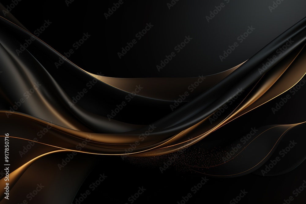 Abstract black and gold wavy background. Abstract black and gold wavy background.