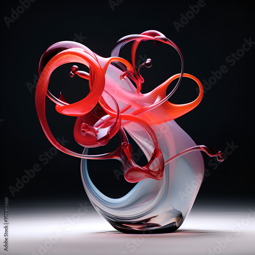 Beautiful three-dimensional water sculpture, water splash art, vase, home decoration. Generative AI