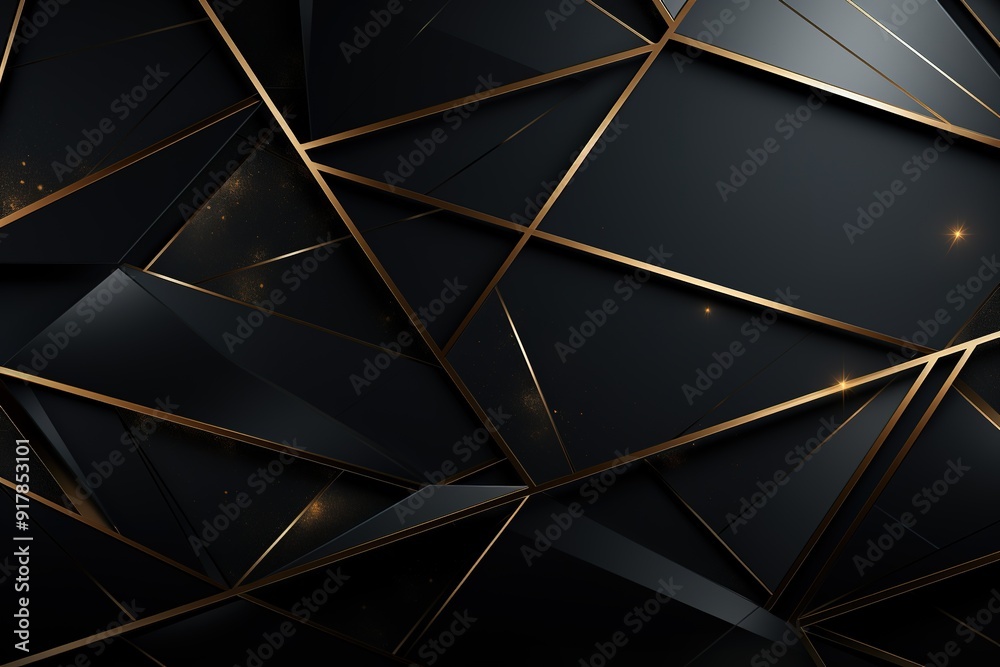 Abstract geometric black and gold background with a subtle sparkle. Abstract geometric black and gold background with a subtle sparkle.