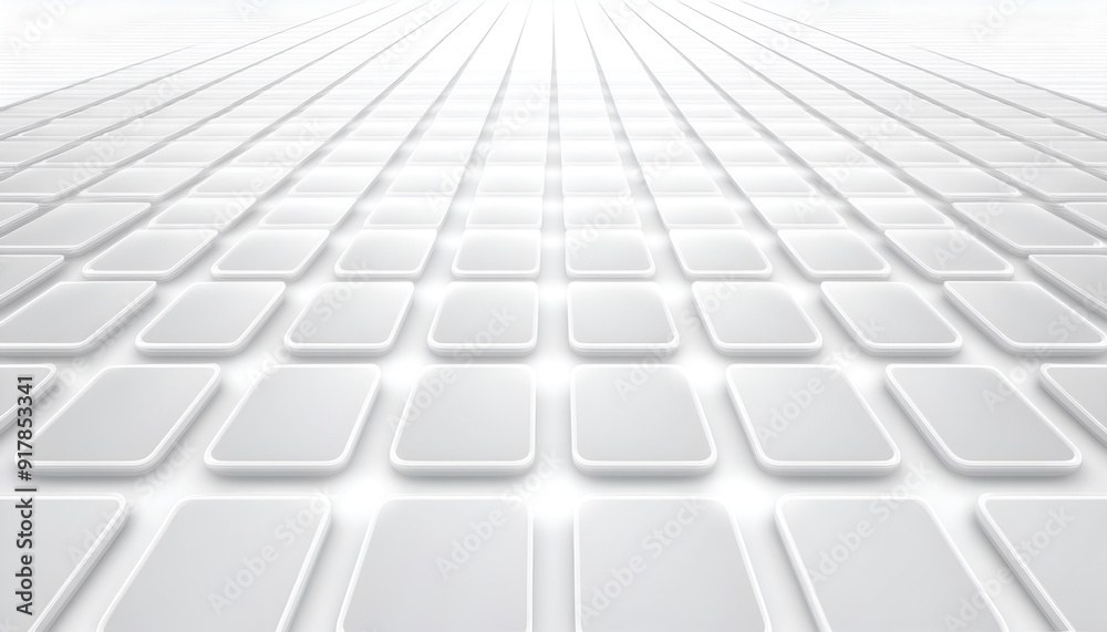 Abstract white tiled floor with a glowing perspective effect in bright light Abstract white tiled floor with a glowing perspective effect in bright light