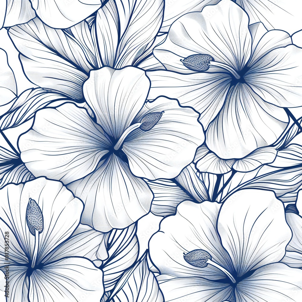 seamless pattern with flowers. black and white