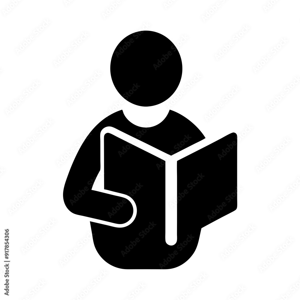 Reading book icon silhouette vector illustration Reading book icon silhouette vector illustration
