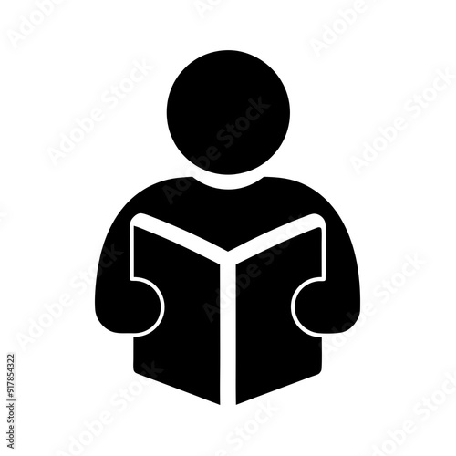Reading book icon silhouette vector illustration