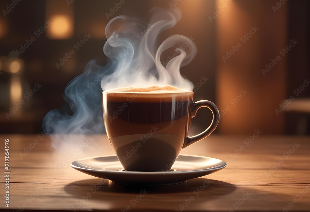 Two cups of coffee sit on a table with a coffee cup in front of them Two cups of coffee sit on a table with a coffee cup in front of them