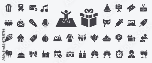 Party event glyph icon festive gathering people to celebrate special occasion, food music drinks holiday