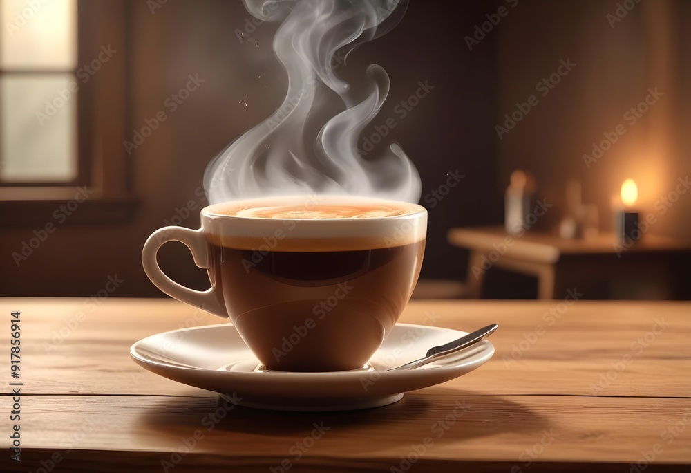 Two cups of coffee sit on a table with a coffee cup in front of them Two cups of coffee sit on a table with a coffee cup in front of them