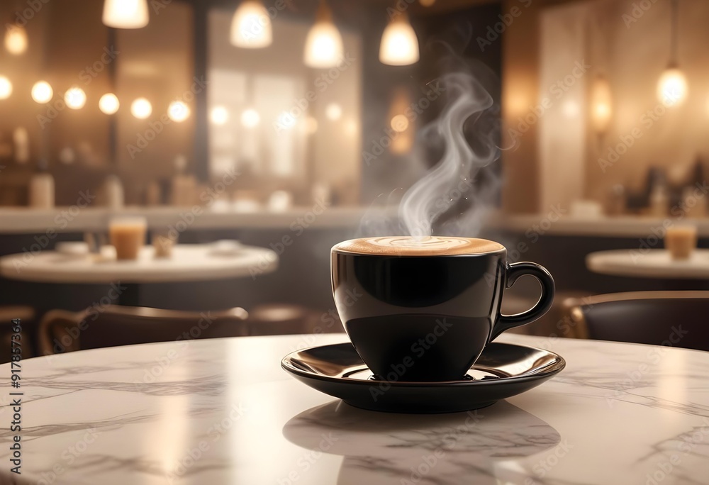 Two cups of coffee sit on a table with a coffee cup in front of them Two cups of coffee sit on a table with a coffee cup in front of them