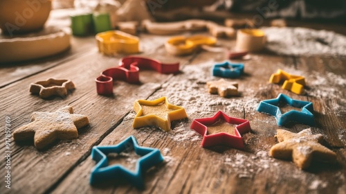 a collection of colorful cookie cutter in various shape