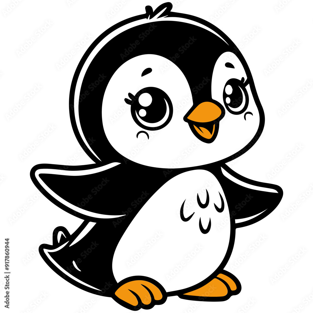 cute little baby penguin clipart in flat style. cute little baby penguin clipart in flat style.