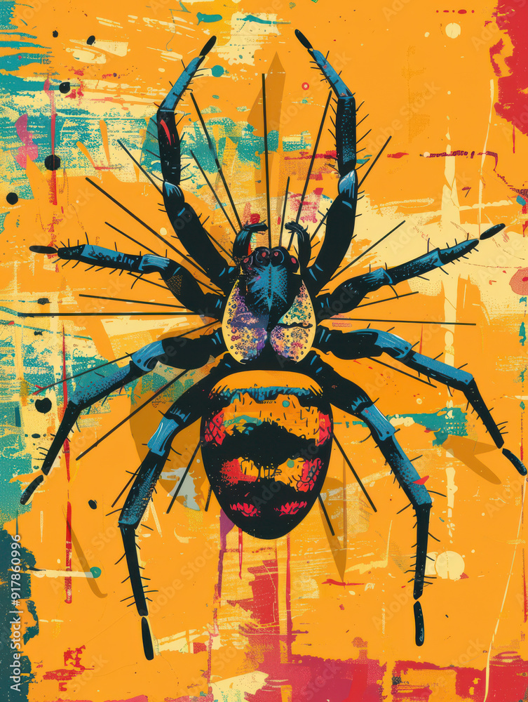 Spider in 70s Retro Style - colorful wallpapers
