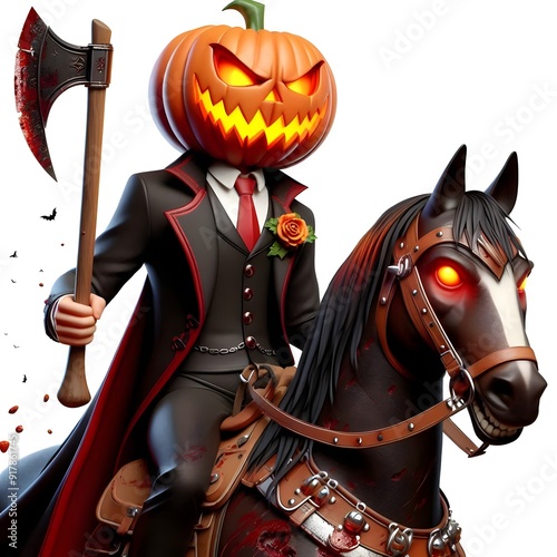 halloween Pumpkinhead slot game character with white plain background photo