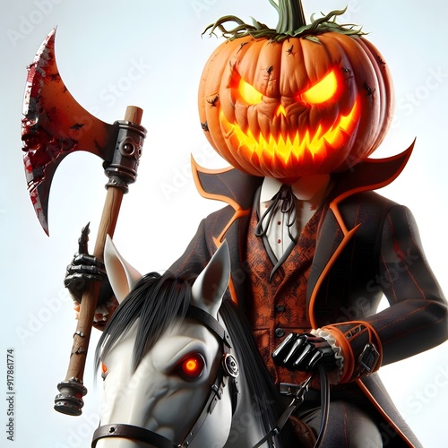 halloween Pumpkinhead slot game character with white plain background photo