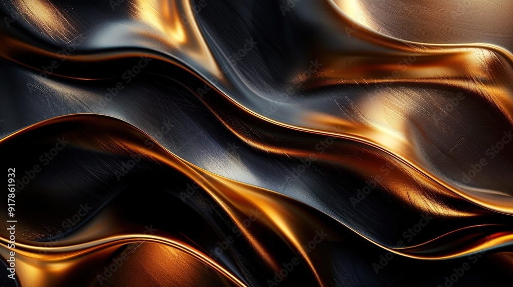 Obraz premium Abstract gold and black liquid waves texture.