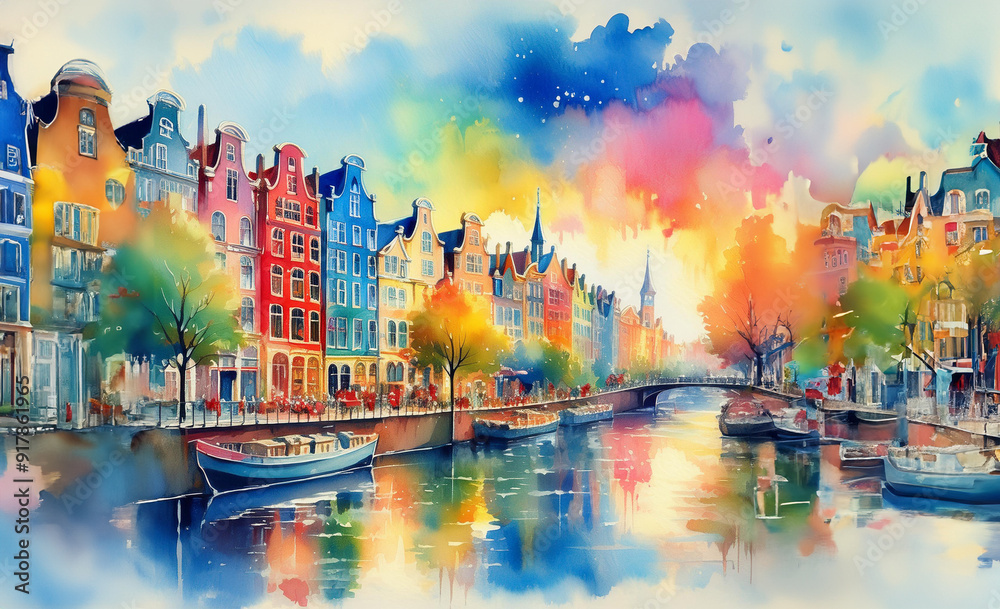 Fototapeta premium 運河沿いの風景