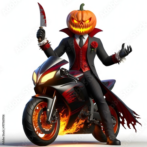 halloween Pumpkinhead slot game character with white plain background photo