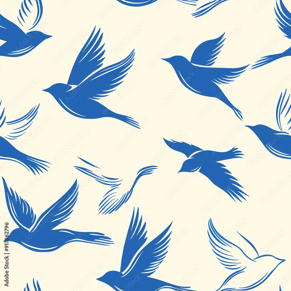 minimalist seamless pattern with dove, blue on white minimalist seamless pattern with dove, blue on white